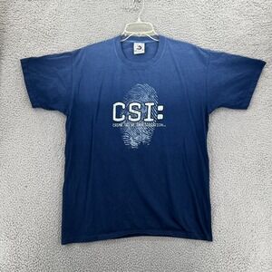 Vintage CSI Crime Scene Investigators T Shirt Mens Medium Blue Anvil Tag